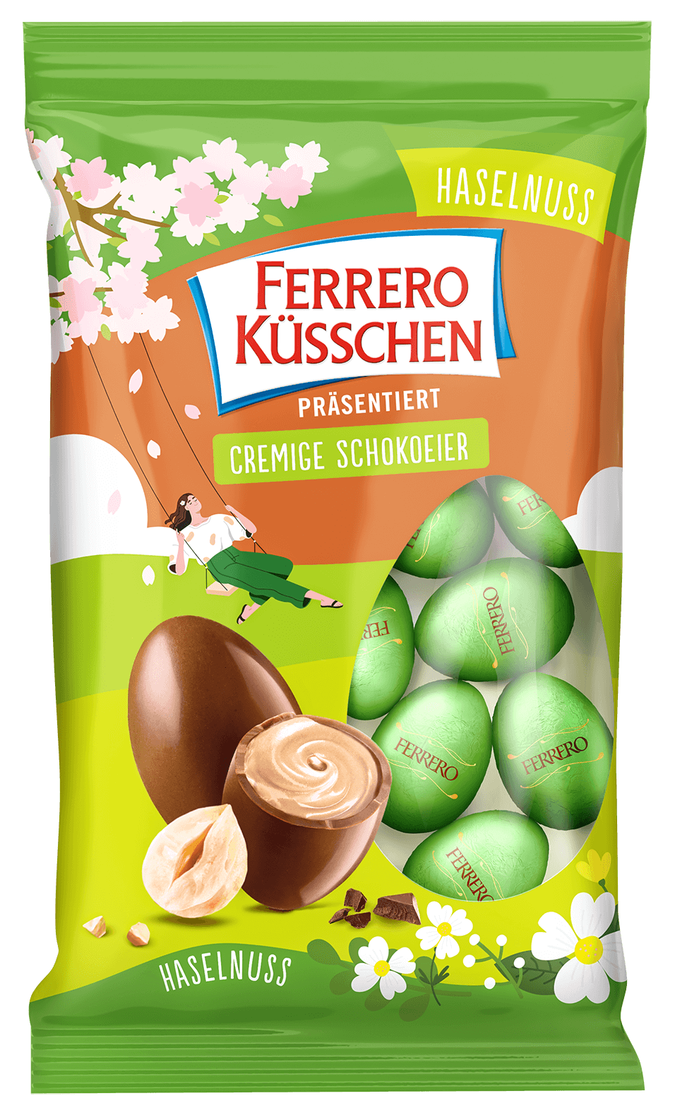 Tüte mit kleinen grünen Schokoeiern