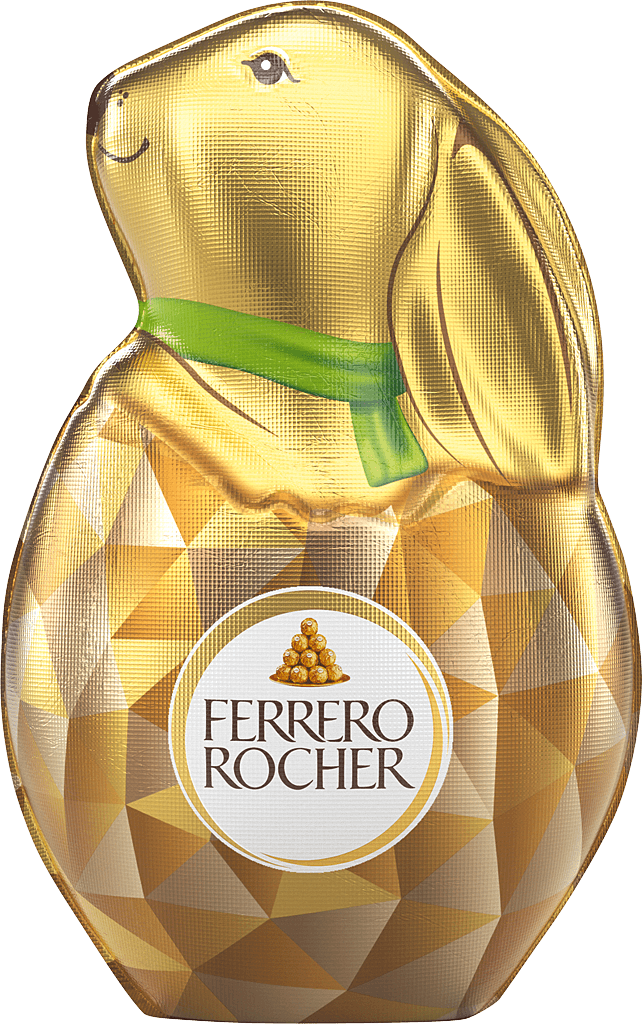 Goldener Osterhase mit grünem Schaal